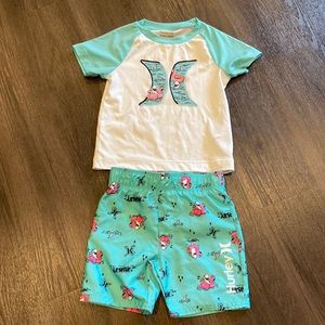 Hurley 2 piece swim top and trunks boys size 3t